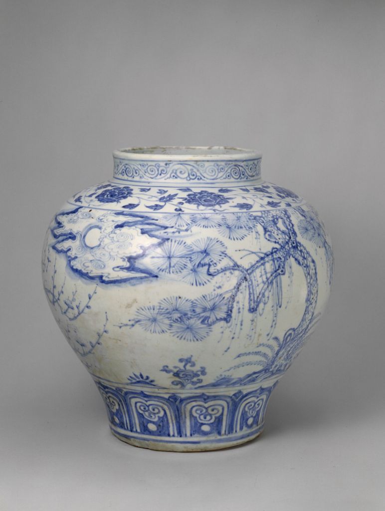 图片[1]-Blue and white pine, bamboo and plum pot-China Archive